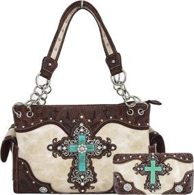 img 4 attached to Western Rhinestone Leather Concealed Shoulder Women's Handbags & Wallets : Totes