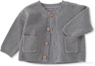 pureborn baby toddler sweaters: warm cotton knit cardigan coat with button closure - girls boys outwear logo