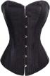 chic and sleek: black satin overbust corset with strong boning and lace-up detail - available in white and red logo