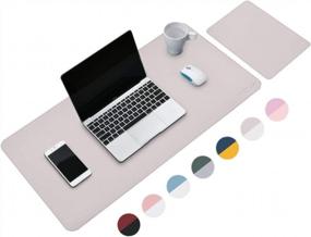 img 3 attached to XL Desk Pad & Mouse Mat 2 Pack - Waterproof PU Leather, 31.5" X 15.7" + 8"X11", Gray/Silver Home Office Table Protector Blotter Gifts