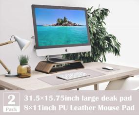 img 2 attached to XL Desk Pad & Mouse Mat 2 Pack - Waterproof PU Leather, 31.5" X 15.7" + 8"X11", Gray/Silver Home Office Table Protector Blotter Gifts