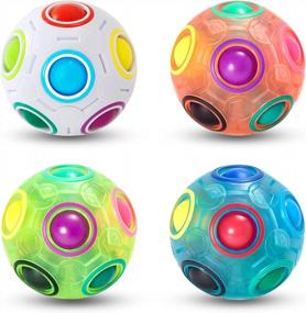 img 4 attached to Unleash Your Inner Genius With Vdealen'S 4-Pack Magic Rainbow Puzzle Balls: A Fun And Effective Way To Relieve Stress And Boost Brain Power!