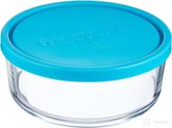 bormioli rocco frigoverre classic glass 25.25 oz round container - teal lid logo