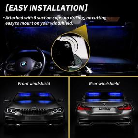 img 1 attached to Lattofigy 2 In 1 Dash Emergency Strobe Lights 2X14 Inch 24LED Safety Hazard Warning Lights Interior Front/Rear Windshield Deck Split Light Bar For Car Truck Vehicles (Blue)