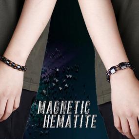 img 2 attached to 4Pcs Hematite & Tiger Eye Bracelet Set For Men & Women - THUNARAZ Magnetic Bangle Bracelets