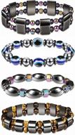 4pcs hematite & tiger eye bracelet set for men & women - thunaraz magnetic bangle bracelets logo