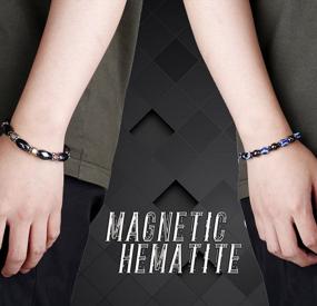 img 1 attached to 4Pcs Hematite & Tiger Eye Bracelet Set For Men & Women - THUNARAZ Magnetic Bangle Bracelets