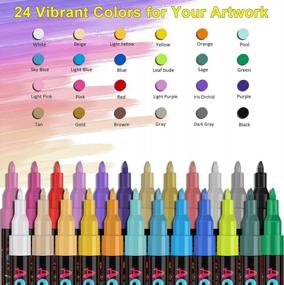 img 2 attached to 24 Color Acrylic Paint Marker Pens: Extra Fine Point For Wood, Canvas, Stone & More | DIY Crafts Making Art Supplies