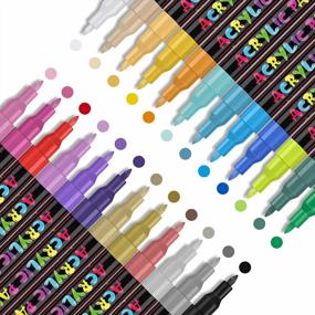 img 4 attached to 24 Color Acrylic Paint Marker Pens: Extra Fine Point For Wood, Canvas, Stone & More | DIY Crafts Making Art Supplies