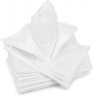 refine your table setting with tablelinensforless serged edge polyester dinner napkins - white, 12 pack (20x20 inches) logo