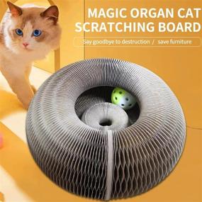 img 3 attached to 🐱 Cat Scratching Board with Magic Organ Toy Bell Ball, Durable & Foldable Cat Grinding Claw Scratcher - Convenient, Recyclable, and Long-lasting