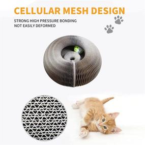 img 1 attached to 🐱 Cat Scratching Board with Magic Organ Toy Bell Ball, Durable & Foldable Cat Grinding Claw Scratcher - Convenient, Recyclable, and Long-lasting