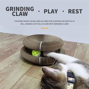 img 2 attached to 🐱 Cat Scratching Board with Magic Organ Toy Bell Ball, Durable & Foldable Cat Grinding Claw Scratcher - Convenient, Recyclable, and Long-lasting