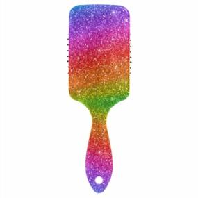 img 4 attached to Rainbow Pattern Hair Brush For Women Girls | Soft Nylon Pins, Anti-Static & Air Cushion Comb
