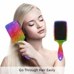 img 1 attached to Rainbow Pattern Hair Brush For Women Girls | Soft Nylon Pins, Anti-Static & Air Cushion Comb