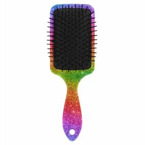 img 3 attached to Rainbow Pattern Hair Brush For Women Girls | Soft Nylon Pins, Anti-Static & Air Cushion Comb