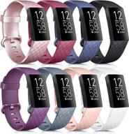 8 pack sport bands: fitbit charge 4/3 compatible, classic soft silicone replacement wristbands straps (8 pack b, small) logo