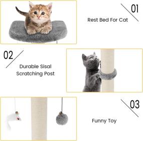 img 1 attached to 🐱 Ahomdoo Cat Scratching Post 30-inch: Sisal Rope, Interactive Toys, Plush Platform, and Hanging Toy Balls