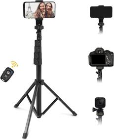 img 4 attached to 📷 67 Inch Phone Tripod with Wireless Remote - Extendable Stand for iPhone/Phones, Selfie Stick and Camera Holder, Heavy Duty Aluminum - Cupohus