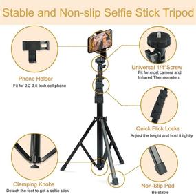 img 2 attached to 📷 67 Inch Phone Tripod with Wireless Remote - Extendable Stand for iPhone/Phones, Selfie Stick and Camera Holder, Heavy Duty Aluminum - Cupohus