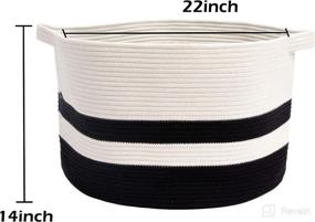 img 2 attached to 🧺 JEKOSEN Extra Large Cotton Rope Laundry Basket - 22" x 22" x 14" - Woven Storage for Toys, Blankets, Towels, Cushions - with Handle - Ideal for Living Room, Bedroom, Laundry Hamper