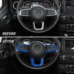 img 3 attached to 🔵 CheroCar JL JT Steering Wheel Covers Panel Decoration | Interior Accessories for Jeep Wrangler JL 2018-2021 | Jeep Gladiator JT 2020-2021 - Blue…