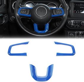 img 4 attached to 🔵 CheroCar JL JT Steering Wheel Covers Panel Decoration | Interior Accessories for Jeep Wrangler JL 2018-2021 | Jeep Gladiator JT 2020-2021 - Blue…