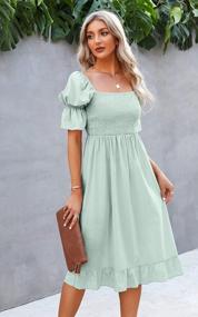 img 3 attached to Chic And Breezy Summer Style: Angashion Women'S Smocked Waist Ruffle Dress With Puff Sleeves