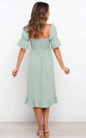 img 2 attached to Chic And Breezy Summer Style: Angashion Women'S Smocked Waist Ruffle Dress With Puff Sleeves