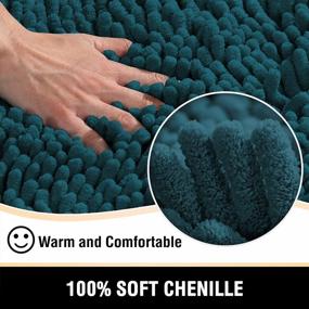 img 2 attached to Non Slip Luxury Chenille Bathroom Rug Mat - Extra Soft And Absorbent Shaggy Rugs For Bath Room, Tub - 20X32 Dark Teal Plush Area Carpet Mats, Washable & Fast Drying Bathroom Mats
