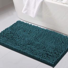 img 4 attached to Non Slip Luxury Chenille Bathroom Rug Mat - Extra Soft And Absorbent Shaggy Rugs For Bath Room, Tub - 20X32 Dark Teal Plush Area Carpet Mats, Washable & Fast Drying Bathroom Mats