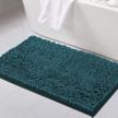 non slip luxury chenille bathroom rug mat - extra soft and absorbent shaggy rugs for bath room, tub - 20x32 dark teal plush area carpet mats, washable & fast drying bathroom mats logo