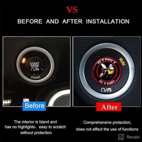 img 2 attached to 🚘 WENGUISP Button Start Center Control Switch Knob Decorative Sequin Cap Cover Trim for Dodge Charger Challenger Scat Pack 2015-2020 (Sticker Included), A-392