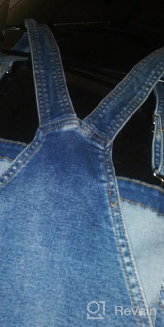 img 1 attached to LookbookStore Women'S Ripped Denim Bib Overall Shorts Raw Hem Shortall Jeans review by Jennifer Washington