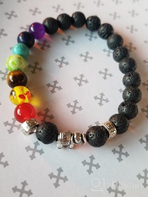 img 1 attached to 🧘 Chakra Bracelet - Elephants Gifts for Women and Men - Natural 8mm Lava Rock Bead Stress Relief Yoga Bracelet - Aromatherapy Essential Oil Diffuser Bracelet for Women, Girls review by James Weber