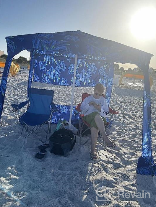 img 1 attached to 6.2'×6.2' AMMSUN Beach Cabana Canopy Tent With Sand Pockets, Easy Set Up And Take Down, Instant Sun Shelter With Privacy Sunwall - Sky Blue review by Nonito Shin