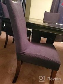 img 7 attached to Набор из 4 темно-синих чехлов на стулья для столовой - стильные чехлы на кухонные стулья для GoodtoU (темно-синий)