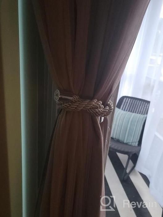 img 1 attached to Stylish Brown Magnetic Curtain Tiebacks - Set Of 2, Decorative Window Drapery Holdbacks For Blackout And Sheer Window Treatments, Durable Weave Tie Back Holders review by Enrique Espinoza