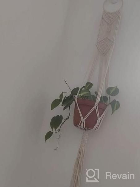 img 1 attached to Cuttte Macrame Plant Hangers, Indoor Outdoor Hanging Planter Basket, Hanging Plant Holders, Decorative Macrame Hangers, 4 Legs 43.3 Inch, Cream Color, Boho Decor review by Amanda Stevenson