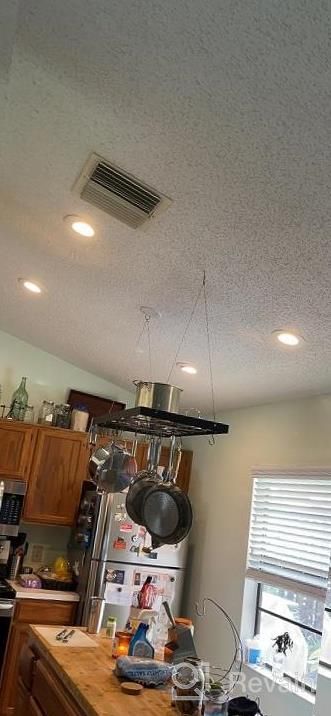 img 1 attached to Matte Black Oval Pot And Pan Rack With 20 S Hooks - 34-Inch Hanging Pot Rack For Kitchen By KES, KUR221S85-BK Ceiling Pot Hanger review by Kelly Jones