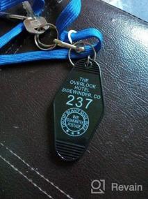 img 5 attached to LAXPICOL 2PCS Hotel Motel Keychain Black Key Chain The Overlook Hotel Come And Play With Us Since 1907