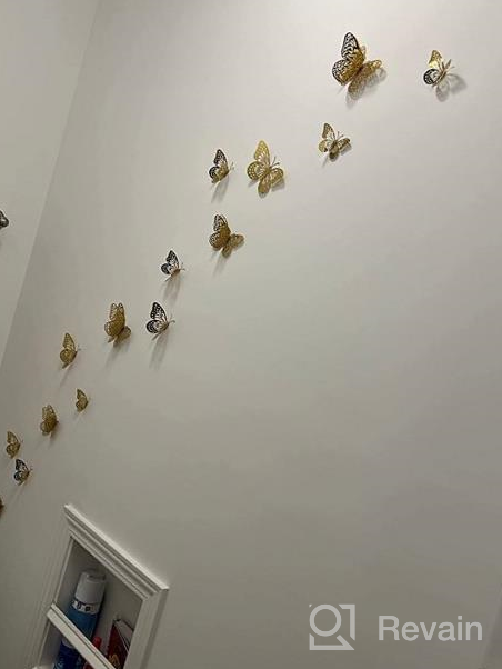 img 1 attached to 🦋 SAOROPEB 3D Butterfly Wall Decor Set - 48 Pcs in 4 Styles & 3 Sizes - Butterfly Birthday, Party & Cake Decorations - Removable Gold Butterflies in Black review by Bob Moonin