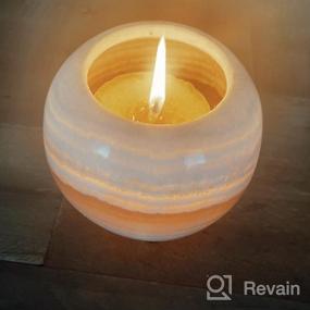 img 7 attached to Tranquil Aurora Home Décor - CraftsOfEgypt Single Alabaster Candle Holder