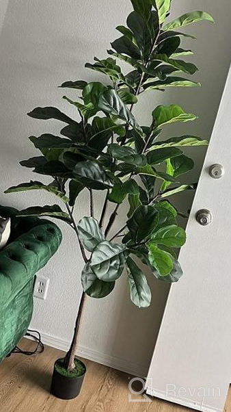 img 1 attached to 2Pack 6Ft Tall Artificial Fiddle Leaf Fig Tree With 86 Decorative Faux Leaves For Home Office Living Room Bathroom Corner Decor Indoor - VIAGDO review by Edward Noble