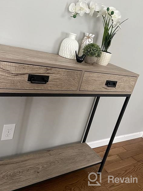 img 1 attached to Modern Oak Wood Console Table With Drawers And Shelf - Ideal For Hallways, Living Rooms And Entryways! review by Emmanuel Winschel