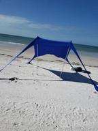 img 1 attached to AMMSUN Beach Tent With Sandbag Anchors, Portable Canopy Sun Shelter,7 X 7Ft -Lightweight, 100% Lycra SunShelter With UV Protection. Sunshade For Family At The Beach, Camping & Outdoor (Dark Blue) review by Daniel Woods