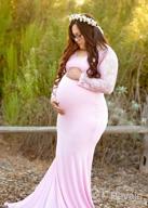 img 1 attached to Stylish & Chic Cross-Front Maternity Lace Gown With Long Sleeves, V-Neck, And Perfect For Baby Shower Photography - ZIUMUDY review by Chadwick Webster