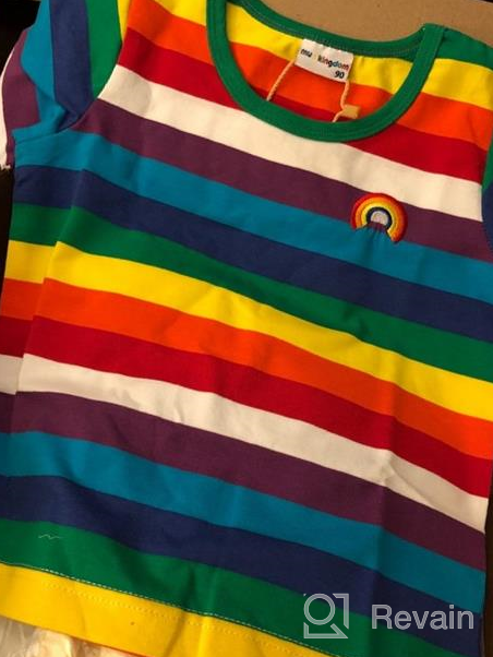 img 1 attached to 🌈 Vibrant Rainbow Stripe Tee - LittleSpring Boys Girls Cotton T-Shirt review by Sam Bell