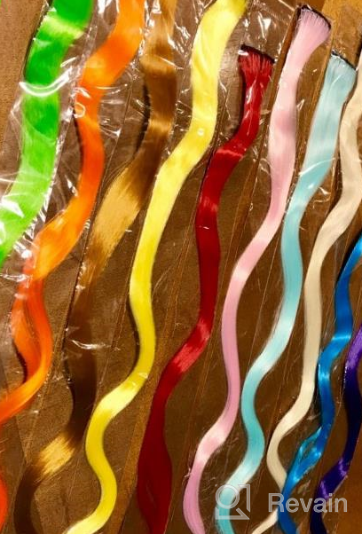 img 1 attached to 12-Piece Rainbow Hairpiece For Kids Girls & Women - Highlight Your Party With Multi-Color Synthetic Hair Extensions! review by Justin Smith