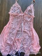 img 1 attached to Popiv Women Front Closure Lingerie Babydoll Lace Chemise V Neck Mesh Sleepwear review by Aaron Martin